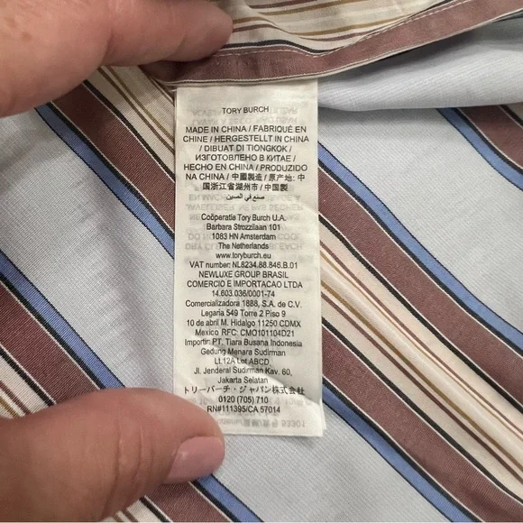 NWT Tory Burch TB Striped Cotton Casual Top size 10 - Picture 7 of 14